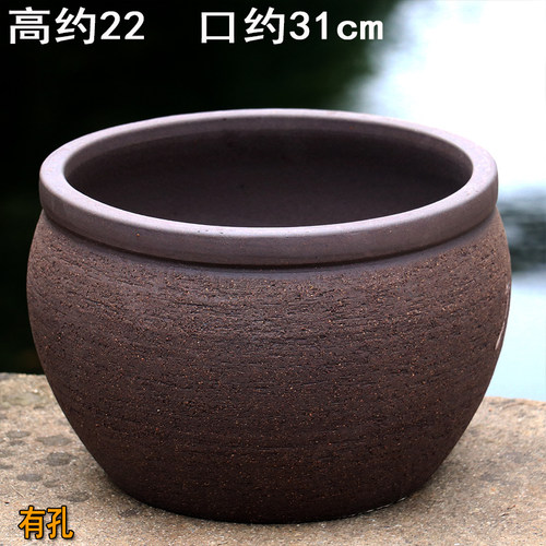 无釉素烧透气粗陶罐老桩绿植落地花盆大口径拉毛盆景盆大号多肉盆
