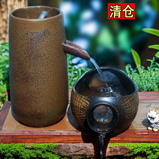 大号流水罐复古法养鱼循环增氧流水盆倒瓶瀑布金鱼缸水泵流水缸大