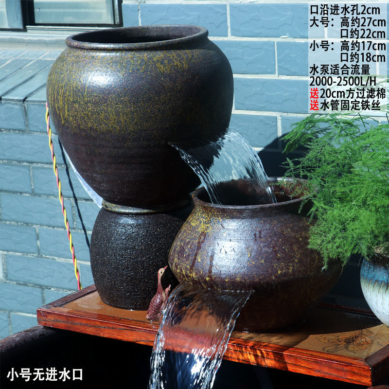 复古切割流水缸瀑布陶瓷复古循环流水罐大号增氧循环过滤叠水瀑布,家居饰品,流水摆件,淘宝优惠券,粉丝福利购,淘宝优惠卷