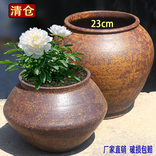 老式三角梅陶瓷花盆复古透气流泉枫陶盆民宿酒店装饰花器兰花盆大