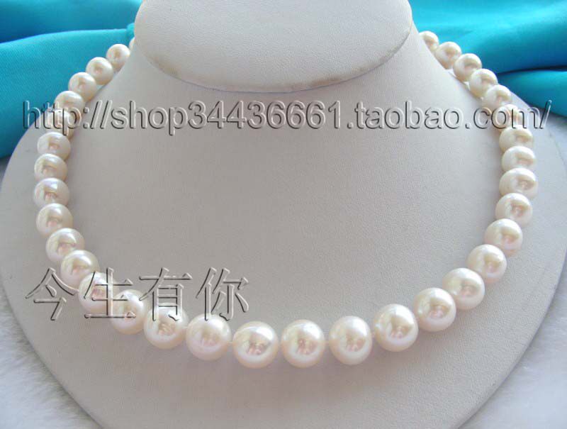 今生有你天然白色11mm正圆珍珠项链强光送妈妈礼物女正品包邮