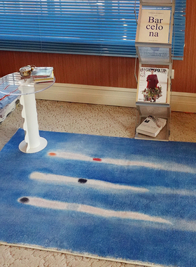 TRIPPY原创小众设计法式浪漫艺术油画风 游泳少年 客厅仿羊绒地毯