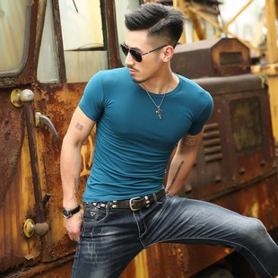 夏季短袖T恤新款圆领半袖弹力打底衫韩版紧身小码男装s码运动体恤