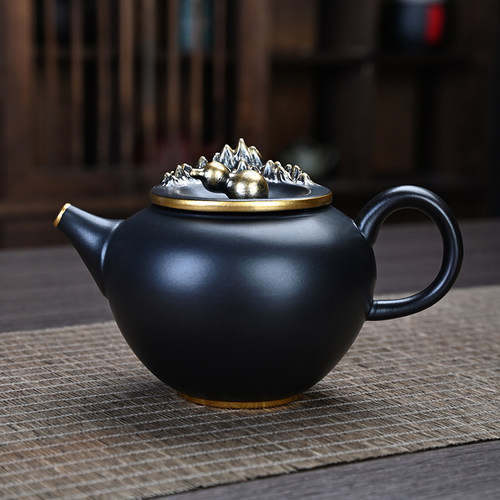 鎏金单壶陶瓷泡茶壶一人饮家用