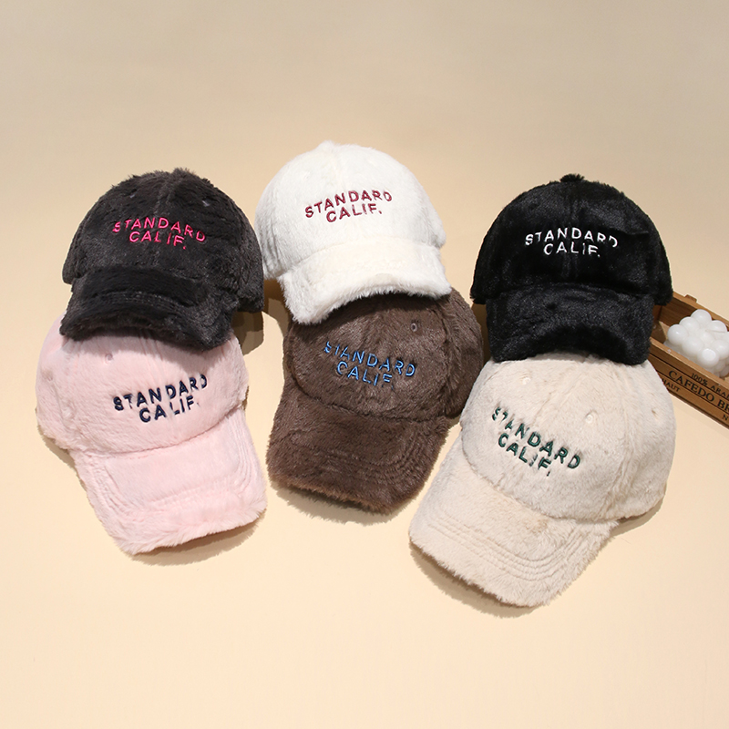 韩国可爱棒球帽冬季保暖毛绒帽子