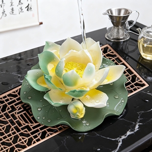 变色茶宠手捏陶瓷花创意桌面摆件精品可养茶盘茶具香插小礼物摆件