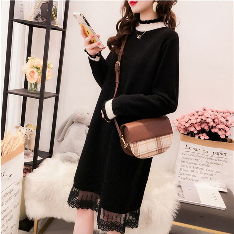 大码显瘦毛衣连衣裙女