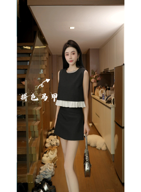 磊磊【清雅诗篇】 马甲小衫 重工原创小香风花边拼接上衣#88138