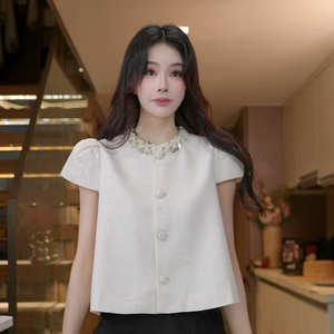 磊磊【给自己的情书】小香风外套 千金淑女风钉珠领短袖6699