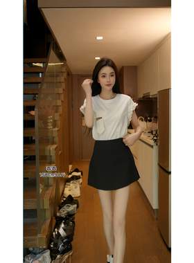 磊磊【高智学院】飞袖上衣 领结花边袖气质上衣88129#