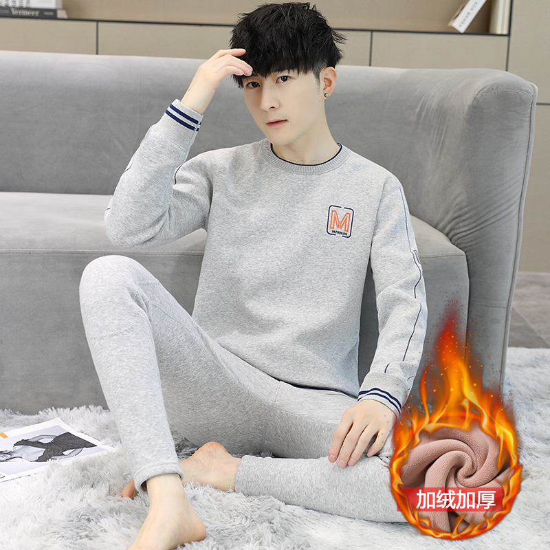 青少年保暖内衣男大童加绒加厚套装男孩保暖衣中学生冬季秋衣秋裤