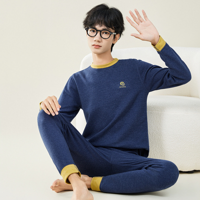 男士保暖内衣秋冬新款德绒套装青少年中领打底衫学生防寒秋衣秋裤