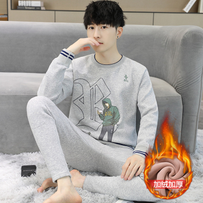 男士加绒加厚保暖内衣套装