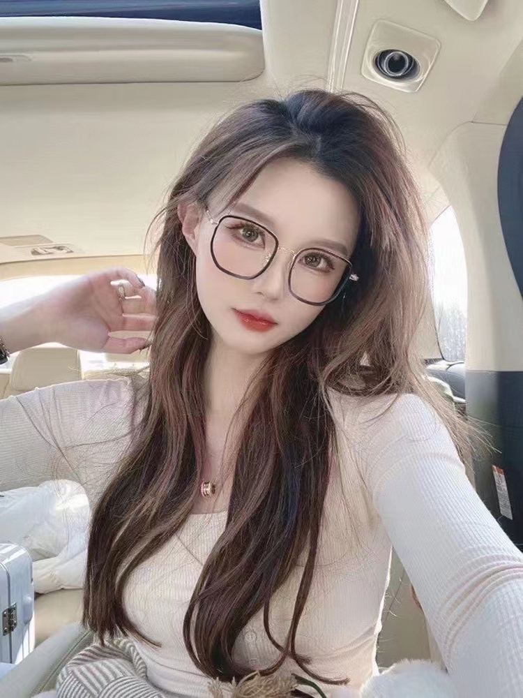 新款小红书同款多边形大框素颜神器大脸显瘦配近视防蓝光眼镜框架