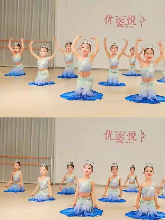 儿童傣族舞勐巴拉纳西孔雀舞服装女童独舞表演服少儿艺考鱼尾裙