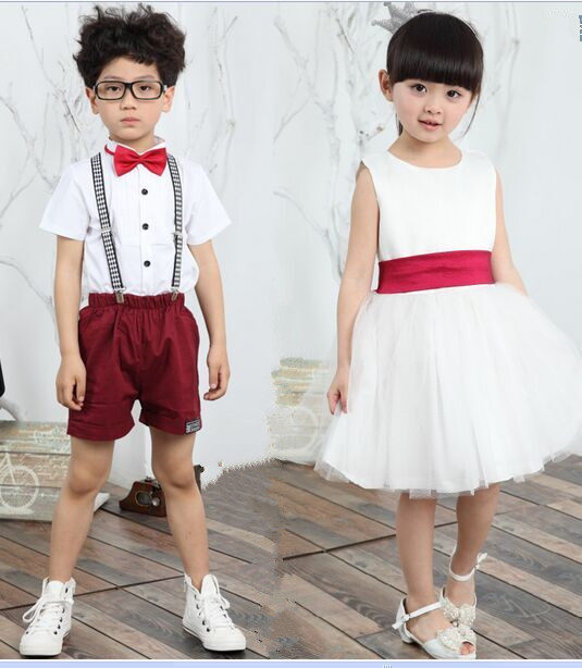 幼儿红歌合唱演出服男女童白纱裙艺术节朗诵服学生歌唱祖国表演服