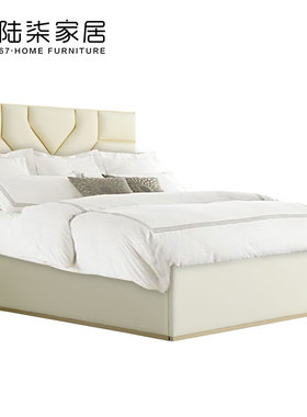 陆柒家居 / 美式轻奢金色时尚简约软包卧室1.8米双人床 高端定制