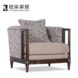 轻奢美式 简美棉麻轻巧单人 新中式 陆柒家居 沙发 高端定制