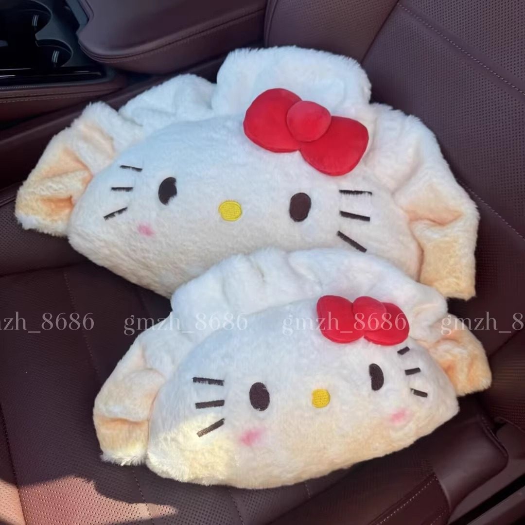 可爱创意饺子猫咪汽车头枕靠垫