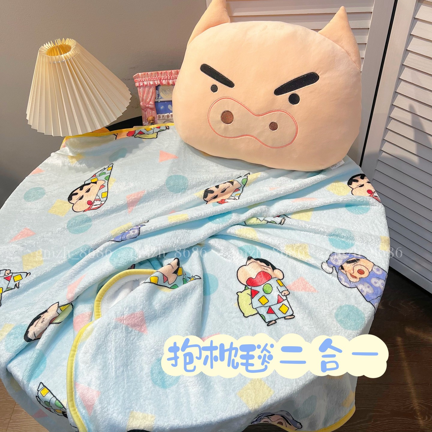 可爱猪猪抱枕被子两用毯子二合一