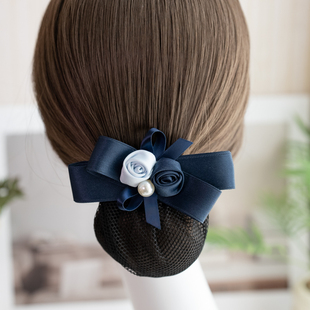 原创气质款职业头花工作发网护士蝴蝶结发夹职员上班网兜2025新款
