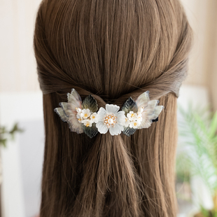 妃月超仙森系弹簧夹头饰发夹半扎后脑勺一字夹女顶夹淑女风气质