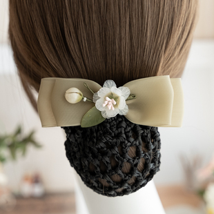 山茶花头花女清新护士发网优雅气质型职业盘发网兜美容师头饰
