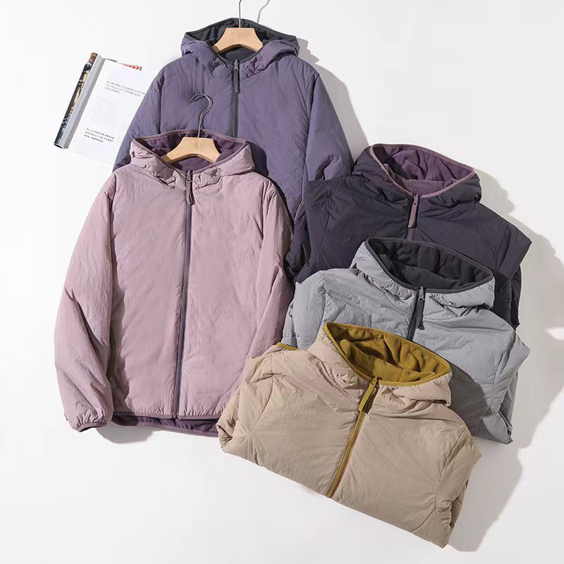 冬日暖炉!新款驼绒两面穿棉服撞色连帽保暖防风宽松厚外套89177-1