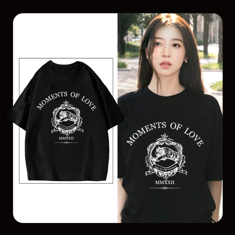 周雨彤刘亦菲明星同款去有风的地方T恤女字母印花纯棉半袖上衣潮