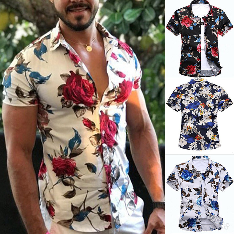 Europe and America men's wear Flower pattern Lapel Short sleeved shirt mens slim summer floral shirtsin the Men's clothing, Jeans  category - from Buy2taobao.com to provide professional Taobao agent buy service