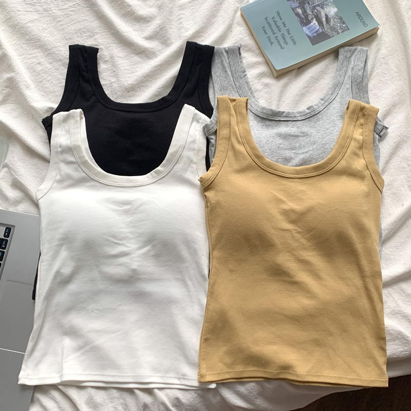 白色吊带背心女夏外穿遮副乳宽肩