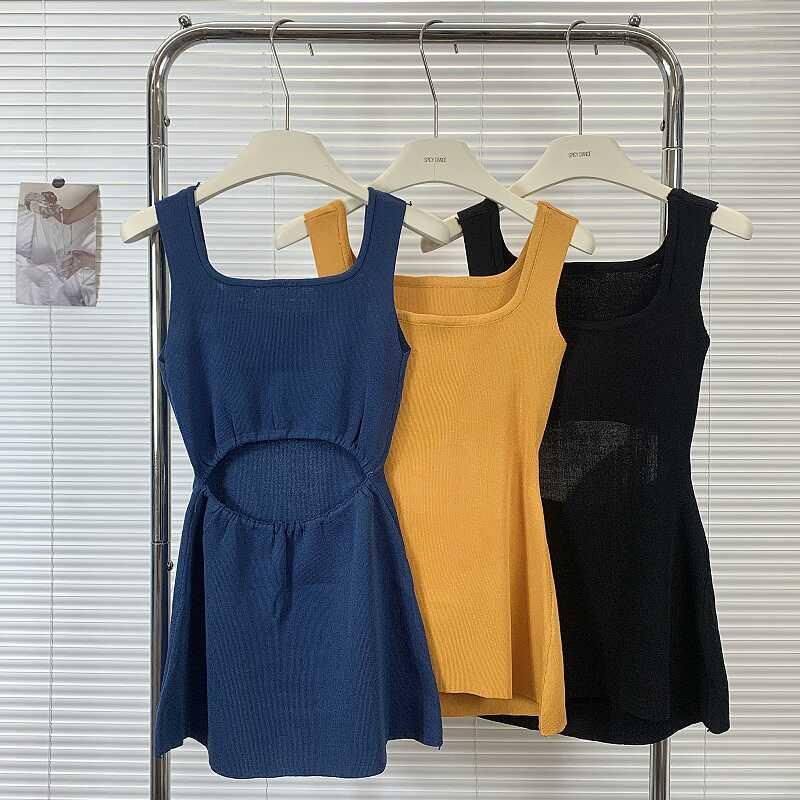 设计感气质收腰新款韩系无袖上衣