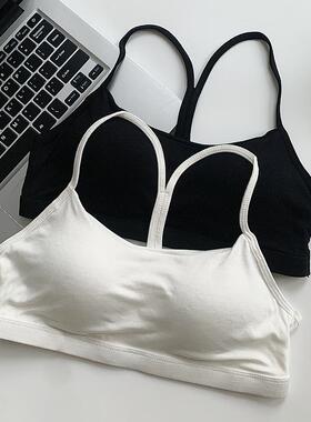 美背吊带背心女夏季文胸背心式带胸垫抹胸无钢圈运动瑜伽内衣裹胸