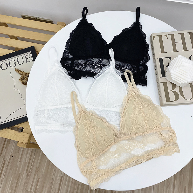 夏季新款性感三角杯碗蕾丝裹胸女士大露背后单扣美/背心文胸内衣