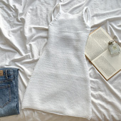 甜辣妹白色针织吊带连衣裙女夏季 chic包臀裙短裙海边度假性感裙子