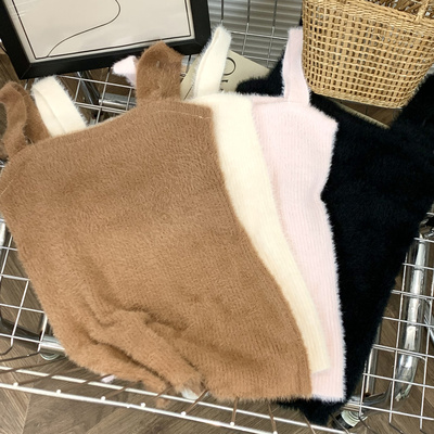 白色针织小吊带性感辣妹上衣