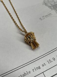 2025蓟花吊坠金色全铜项链女式项链简约