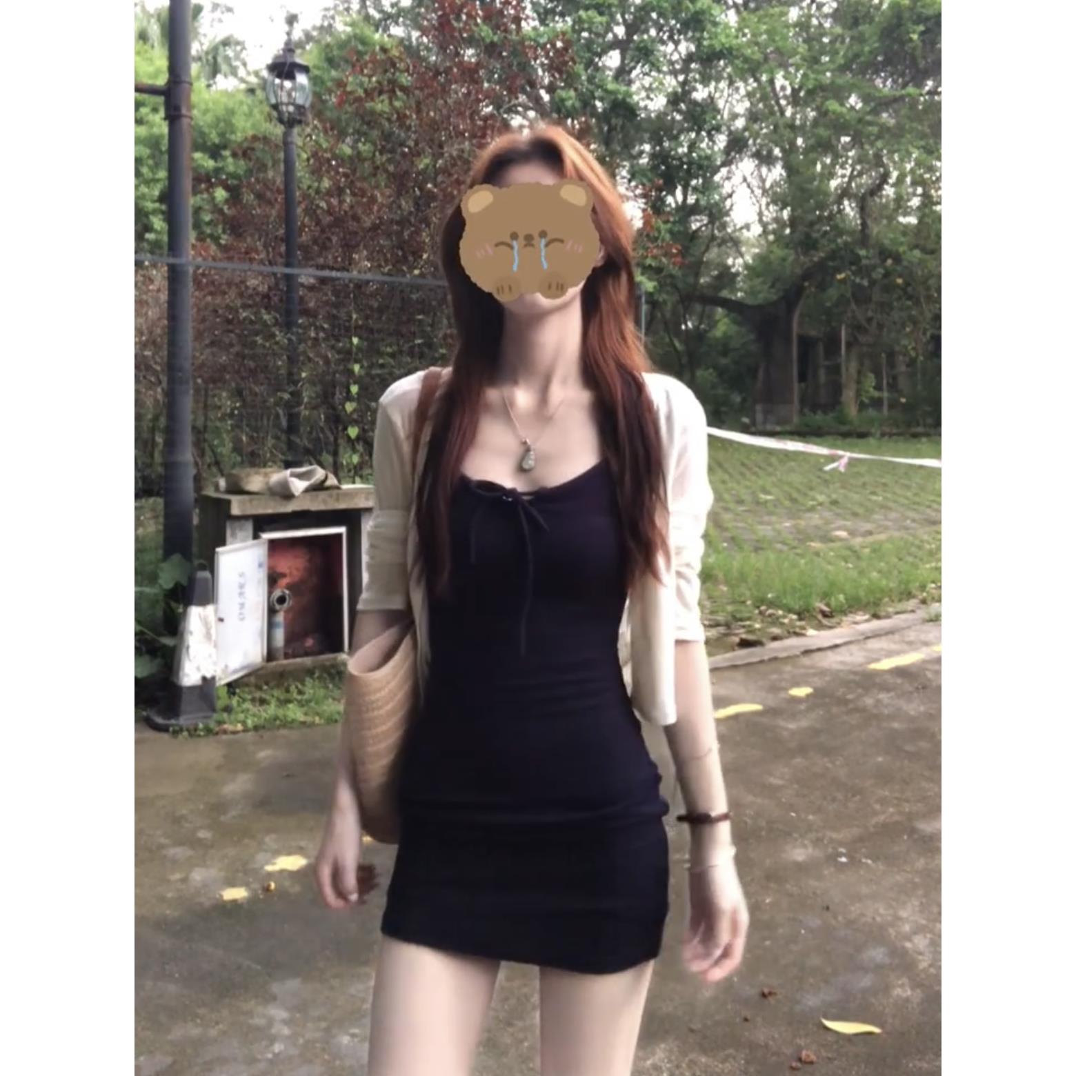无袖吊带连衣裙女夏小个子短款辣妹紧身包臀收腰显瘦a字背心裙子