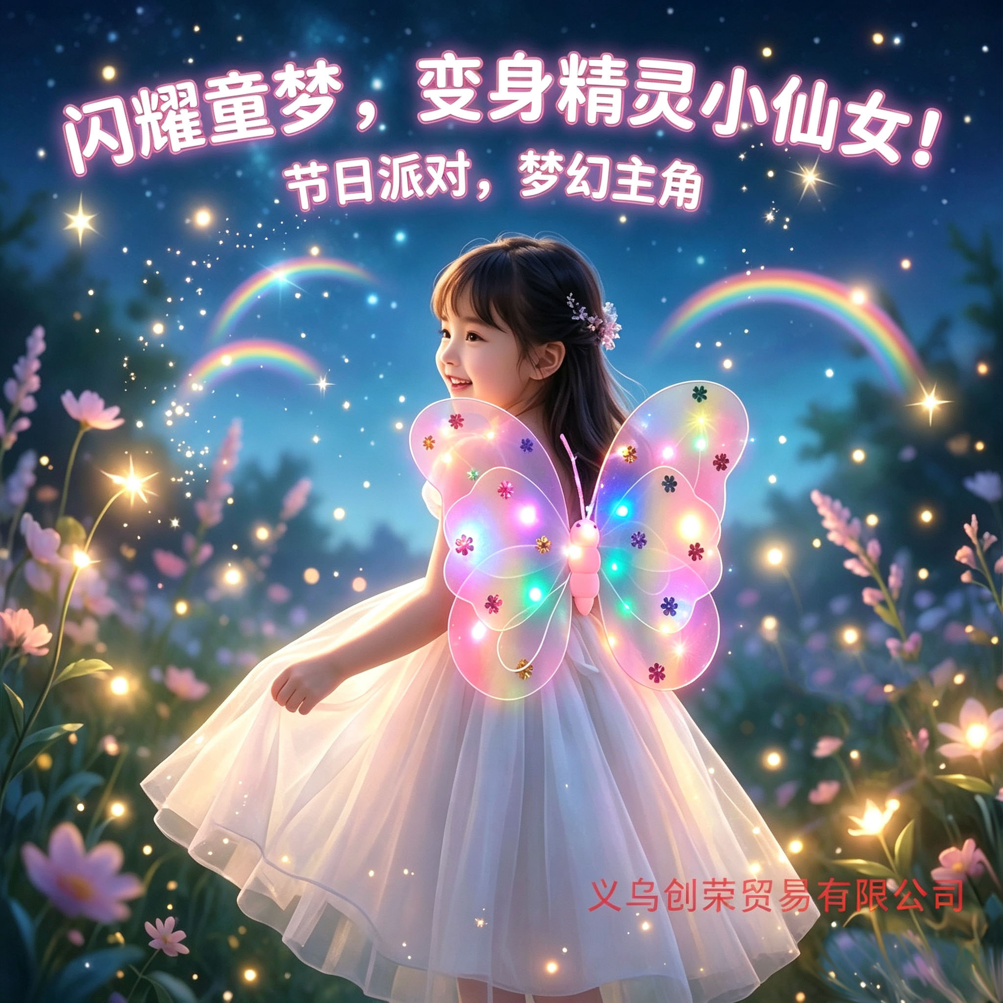 发光蝴蝶翅膀三件套背饰