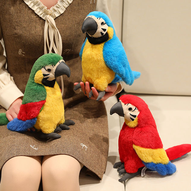 仿真金刚鹦鹉公仔小鸟毛绒玩具摆件鸟类布娃娃安抚玩偶送儿童礼物