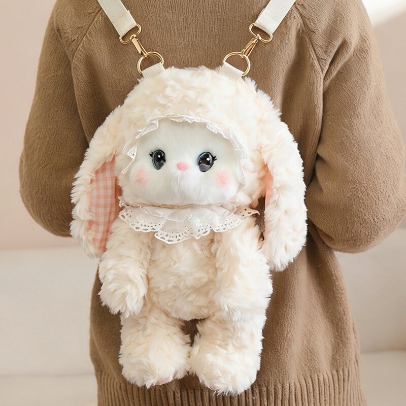 可爱小兔子毛绒背包卡通动物公仔双肩包玩偶斜挎包送女孩生日礼物