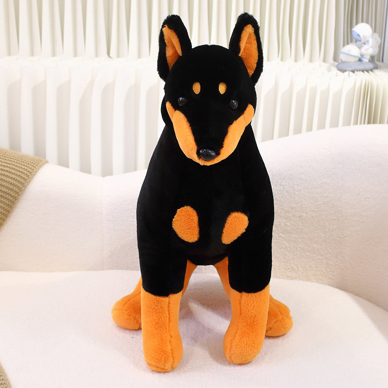 穿越龙仿真杜宾犬毛绒玩具