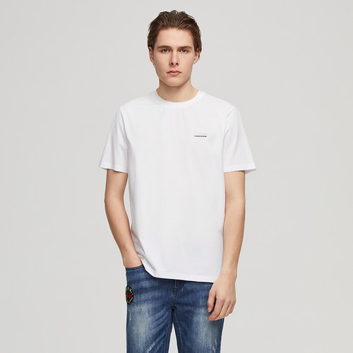 潮休闲圆领纯色打底衫短袖t恤