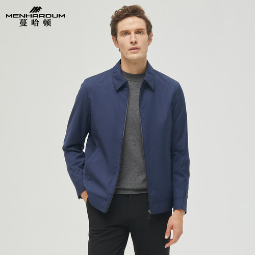 MENHARDUM/蔓哈顿秋冬新品绵羊毛棉服中年翻领时尚纯色轻薄棉衣男