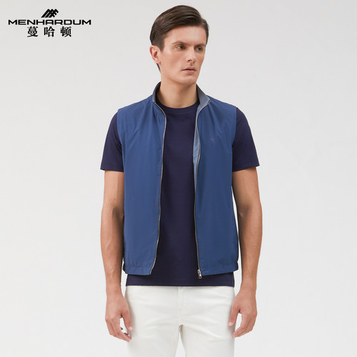 蔓哈顿立领纯色短款马甲