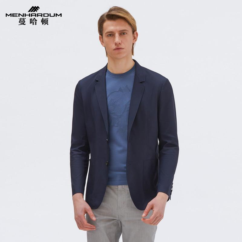 MENHARDUM/蔓哈顿春季新品单西便服平驳领西装两粒扣纯色西服外套