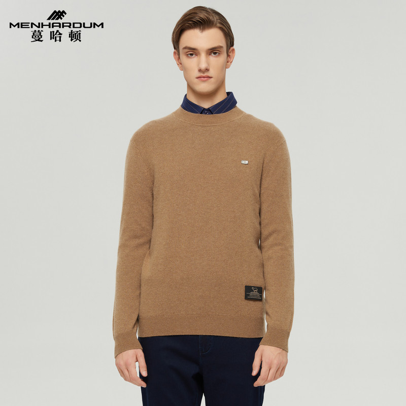 MENHARDUM/蔓哈顿冬装新品100%山羊绒圆领套头羊绒衫男士纯色毛衣,男装,针织衫/毛衣,淘宝优惠券,粉丝福利购,淘宝优惠卷