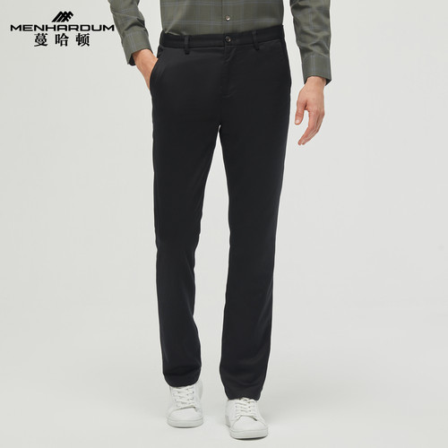 MENHARDUM/蔓哈顿秋冬新品中年保暖休闲裤高品质纯色合体直筒长裤