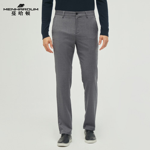 MENHARDUM/蔓哈顿秋冬新品绵羊毛混纺休闲裤磨毛舒适保暖中年长裤