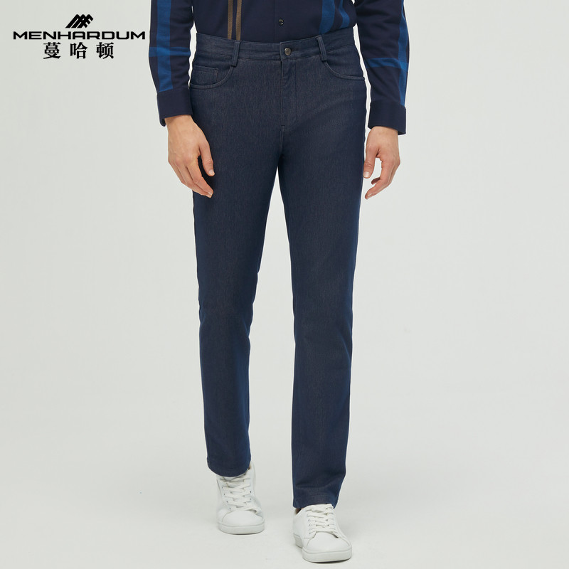 MENHARDUM/蔓哈顿秋冬新品高端商务男装牛仔裤商务合体直筒长裤